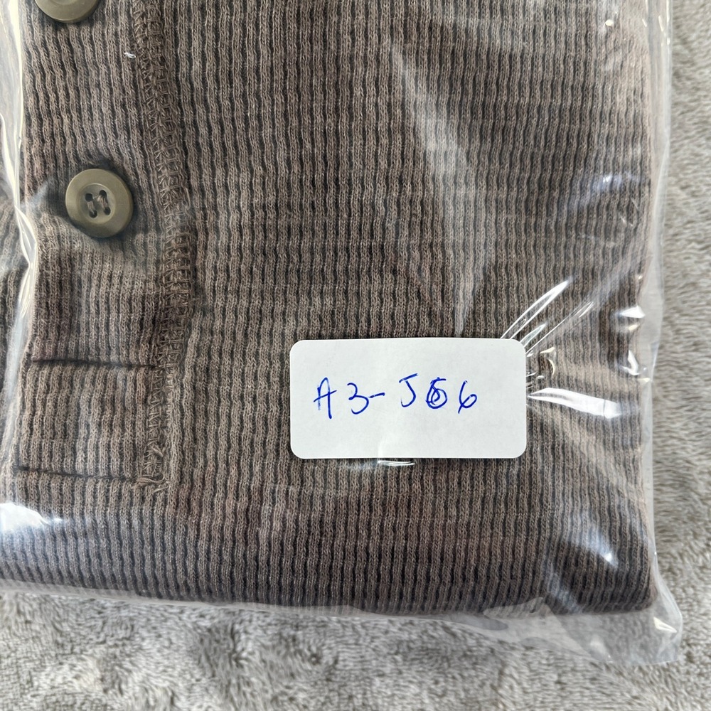 Faded Glory Henley Shirt Mens XL Brown Waffle Knit Thermal Long Sleeve Layering - Picture 11 of 11
